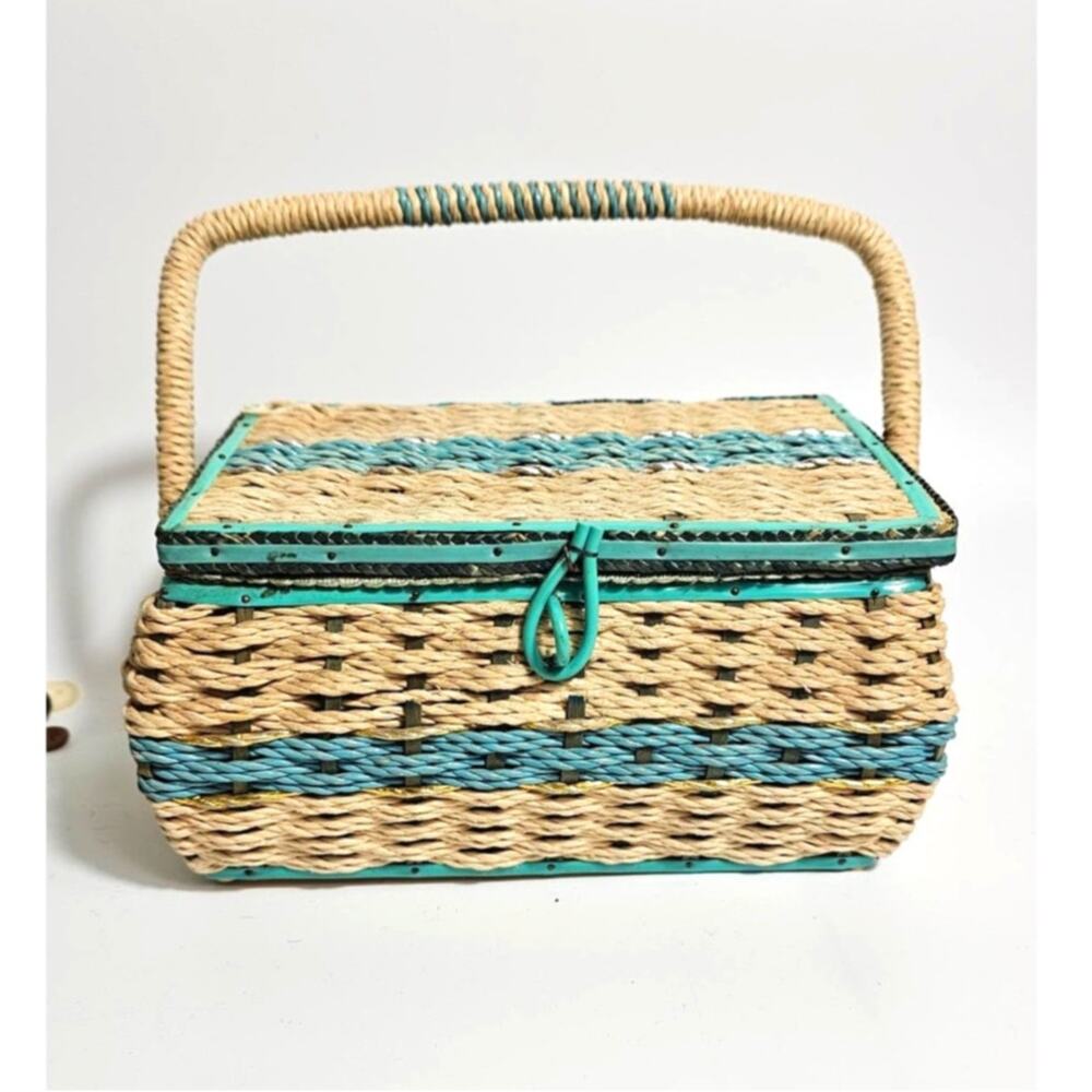 Unique 1960s Dritz Sewing Box with Many Vintage Sewing Items